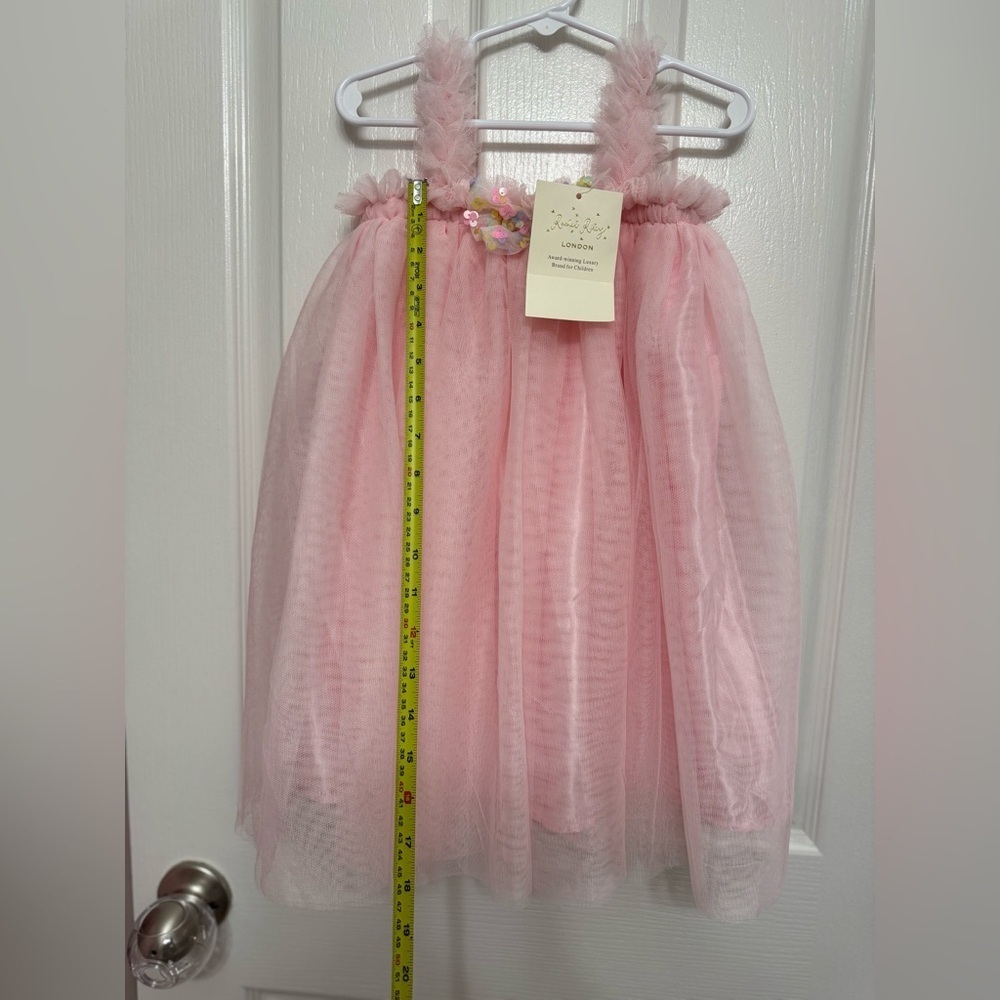 Rachel Riley London Pink Tulle Party Dress | Girls 4Y | Sequin Bow | NWT - Picture 5 of 8